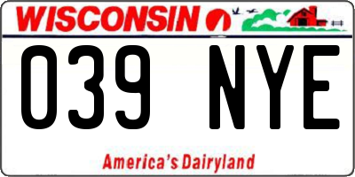 WI license plate 039NYE