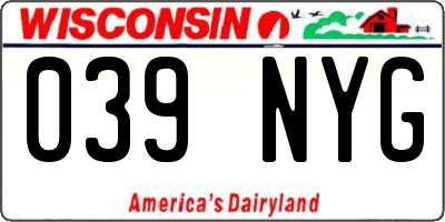 WI license plate 039NYG