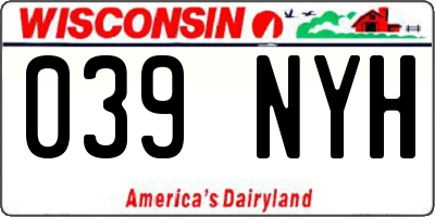 WI license plate 039NYH