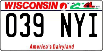 WI license plate 039NYI