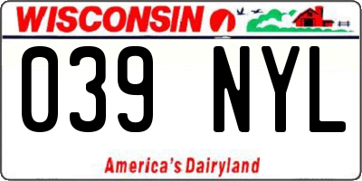 WI license plate 039NYL