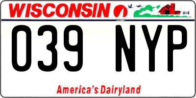 WI license plate 039NYP