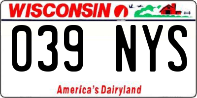 WI license plate 039NYS