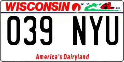 WI license plate 039NYU