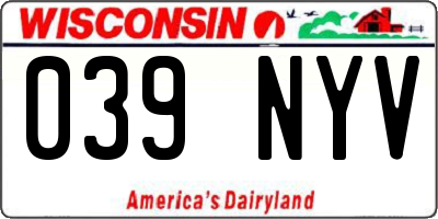 WI license plate 039NYV