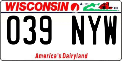 WI license plate 039NYW