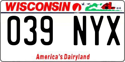 WI license plate 039NYX