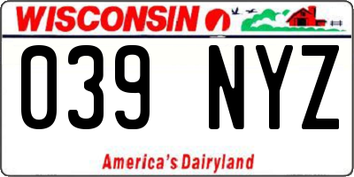 WI license plate 039NYZ