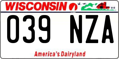WI license plate 039NZA