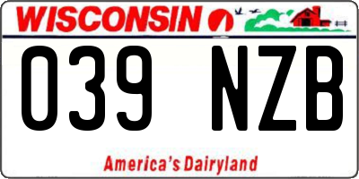 WI license plate 039NZB