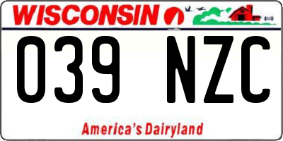 WI license plate 039NZC