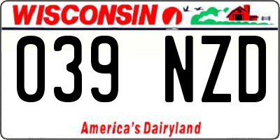 WI license plate 039NZD