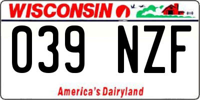 WI license plate 039NZF