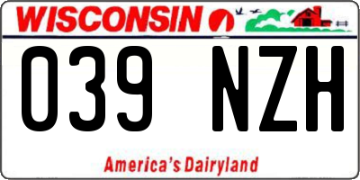 WI license plate 039NZH