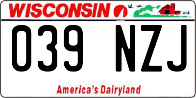 WI license plate 039NZJ