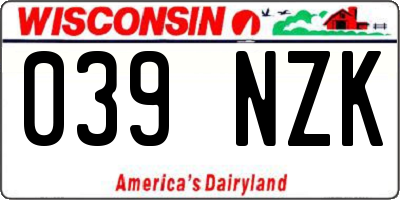 WI license plate 039NZK