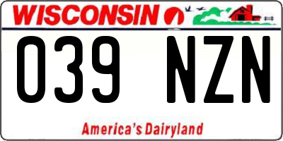 WI license plate 039NZN