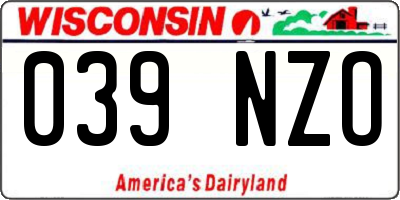 WI license plate 039NZO