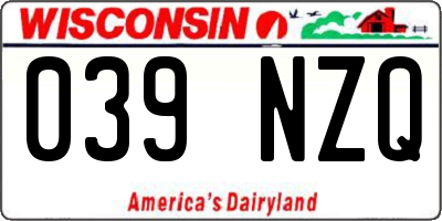 WI license plate 039NZQ