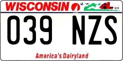 WI license plate 039NZS