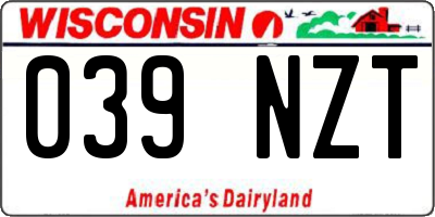 WI license plate 039NZT