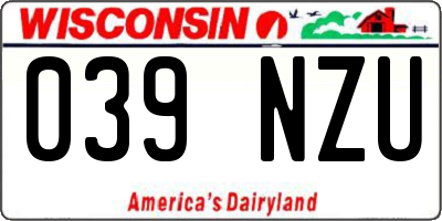 WI license plate 039NZU