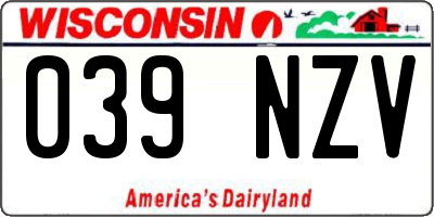 WI license plate 039NZV