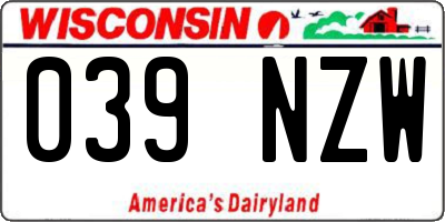 WI license plate 039NZW
