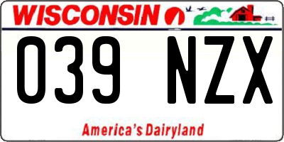 WI license plate 039NZX