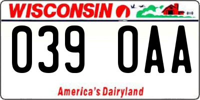 WI license plate 039OAA