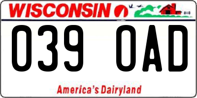 WI license plate 039OAD