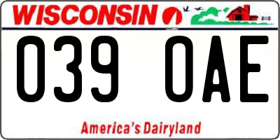 WI license plate 039OAE