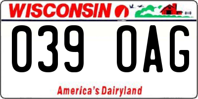 WI license plate 039OAG