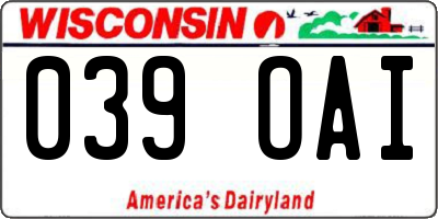 WI license plate 039OAI