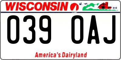 WI license plate 039OAJ