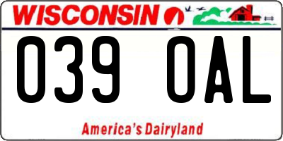 WI license plate 039OAL
