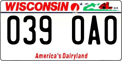 WI license plate 039OAO