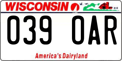 WI license plate 039OAR