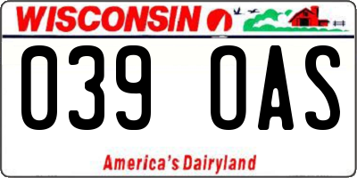 WI license plate 039OAS