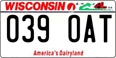WI license plate 039OAT