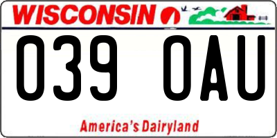 WI license plate 039OAU