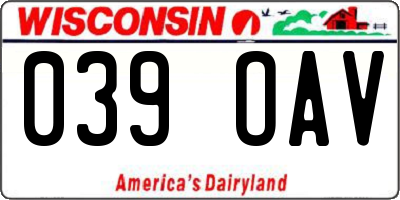 WI license plate 039OAV
