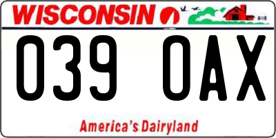 WI license plate 039OAX
