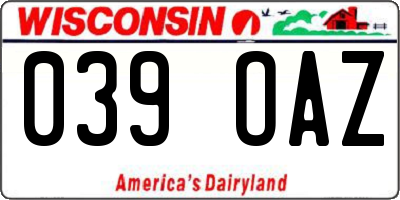 WI license plate 039OAZ