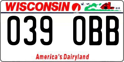 WI license plate 039OBB