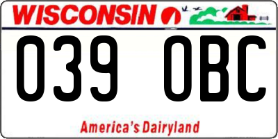 WI license plate 039OBC