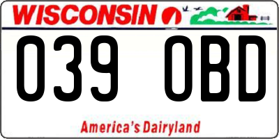 WI license plate 039OBD