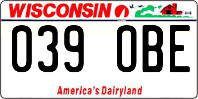 WI license plate 039OBE