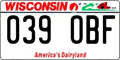 WI license plate 039OBF