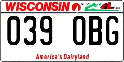 WI license plate 039OBG